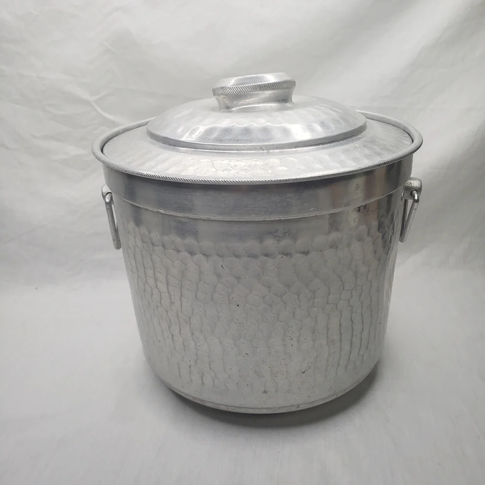 Vintage Distressed Silver Bar Ice Bucket Hammered Finish Italy